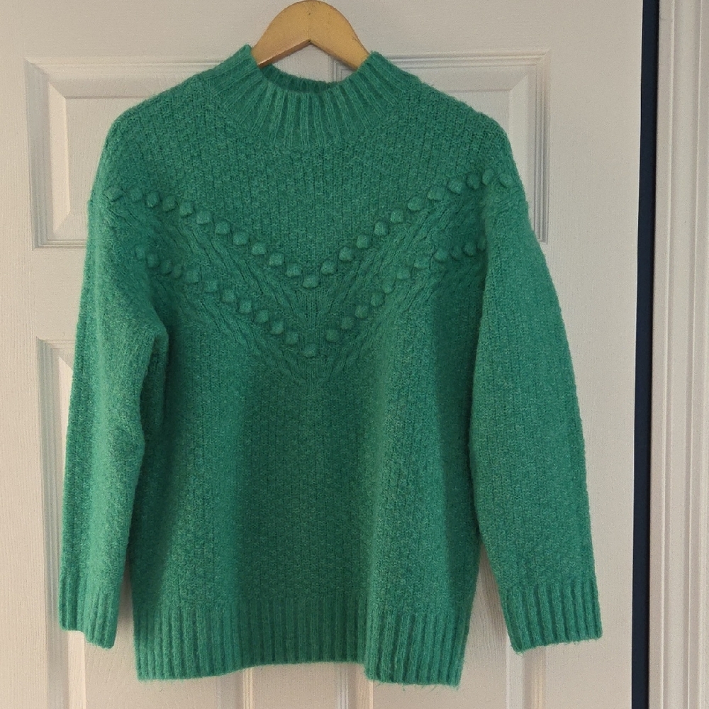 REDUCED 4/29/26 Talbots Cozy Green Textured Pom-Pom Sweater - Women's